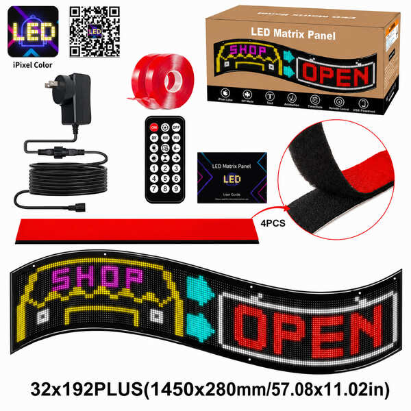 LEDサイン 大型店向け2段表示 PLUS｜32×192・約145cm幅 フレキシブルデジタルサイネージ