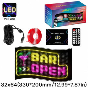 LED看板 2段で文字表示 スタンダード｜32×64・約33cm幅 フレキシブルデジタルサイネージ