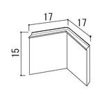 掲示板用コーナー保護パッドM-937の17×17×15mm寸法図｜誉PRINTING