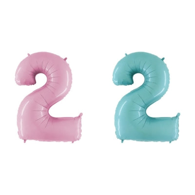 GRB40数字バルーン（ナンバーバルーン） (パステルピンク,パステルブルー) 2