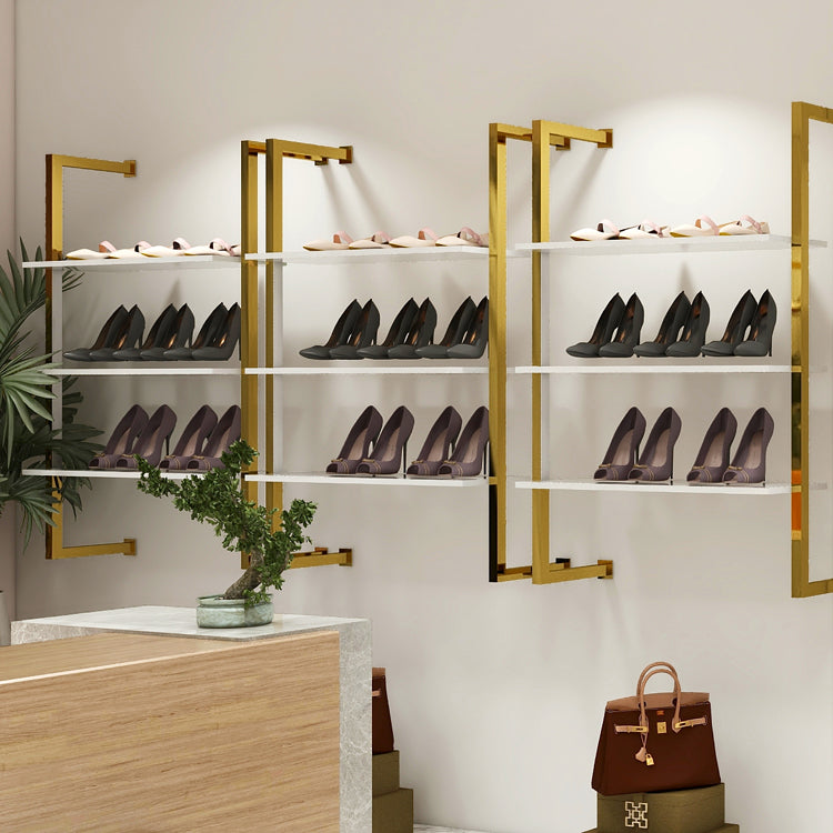 ウォールシェルフ・壁面什器 ステンレス製店舗ラック 靴とバッグの多