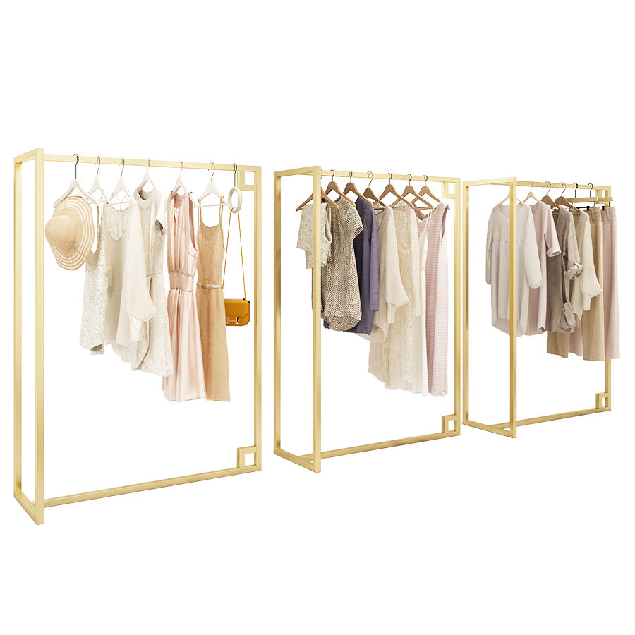 オープンシェルフ ゴールドフレームディスプレイラックセット 衣類展示