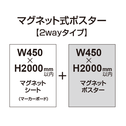 【2wayタイプ】マグネット式ポスター&マーカーボード W450〜H2000mm以内