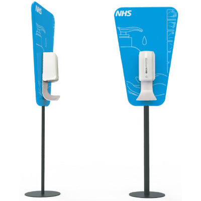 【アルコールスタンド】自動手指消毒器 印刷パネル付フロアタイプ AHS-007｜誉PRINTING