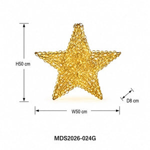 星型LEDライトオブジェ 50cm ゴールド装飾 サイズ・寸法画像｜誉PRINTING