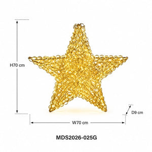 星型LEDライトオブジェ 70cm ゴールド装飾 サイズ・寸法画像｜誉PRINTING