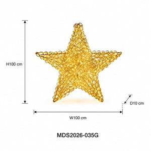 星型LEDライトオブジェ 100cm ゴールド装飾 サイズ・寸法画像｜誉PRINTING