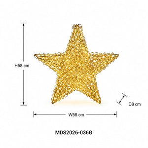 星型LEDライトオブジェ 58cm ゴールド装飾 サイズ・寸法画像｜誉PRINTING