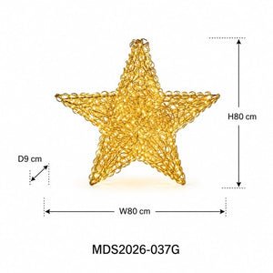 星型LEDライトオブジェ 80cm ゴールド装飾 サイズ・寸法画像｜誉PRINTING