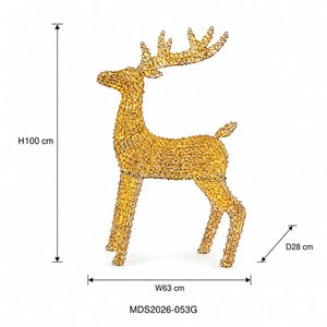 LEDトナカイオブジェ 80cm ゴールド装飾 サイズ・寸法画像｜誉PRINTING