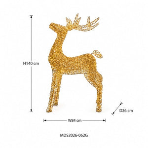 LEDトナカイオブジェ 120cm ゴールド装飾 サイズ・寸法画像｜誉PRINTING