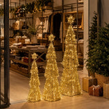 LEDクリスマスツリーオブジェ 80cm・122cm・152cm 星付き ゴールド装飾 店舗入口のクリスマス設置イメージ｜誉PRINTING