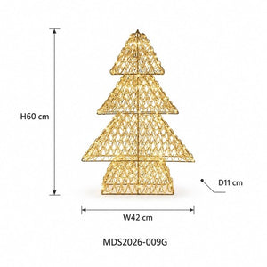 LEDクリスマスツリーオブジェ 60cm ゴールド装飾 サイズ・寸法画像｜誉PRINTING