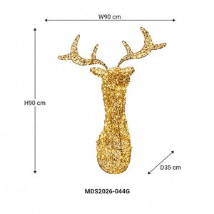 LEDトナカイヘッドオブジェ 90cm ゴールド装飾 サイズ・寸法画像｜誉PRINTING