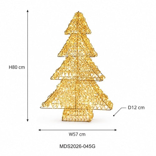 LEDクリスマスツリーオブジェ 80cm ゴールド装飾 サイズ・寸法画像｜誉PRINTING
