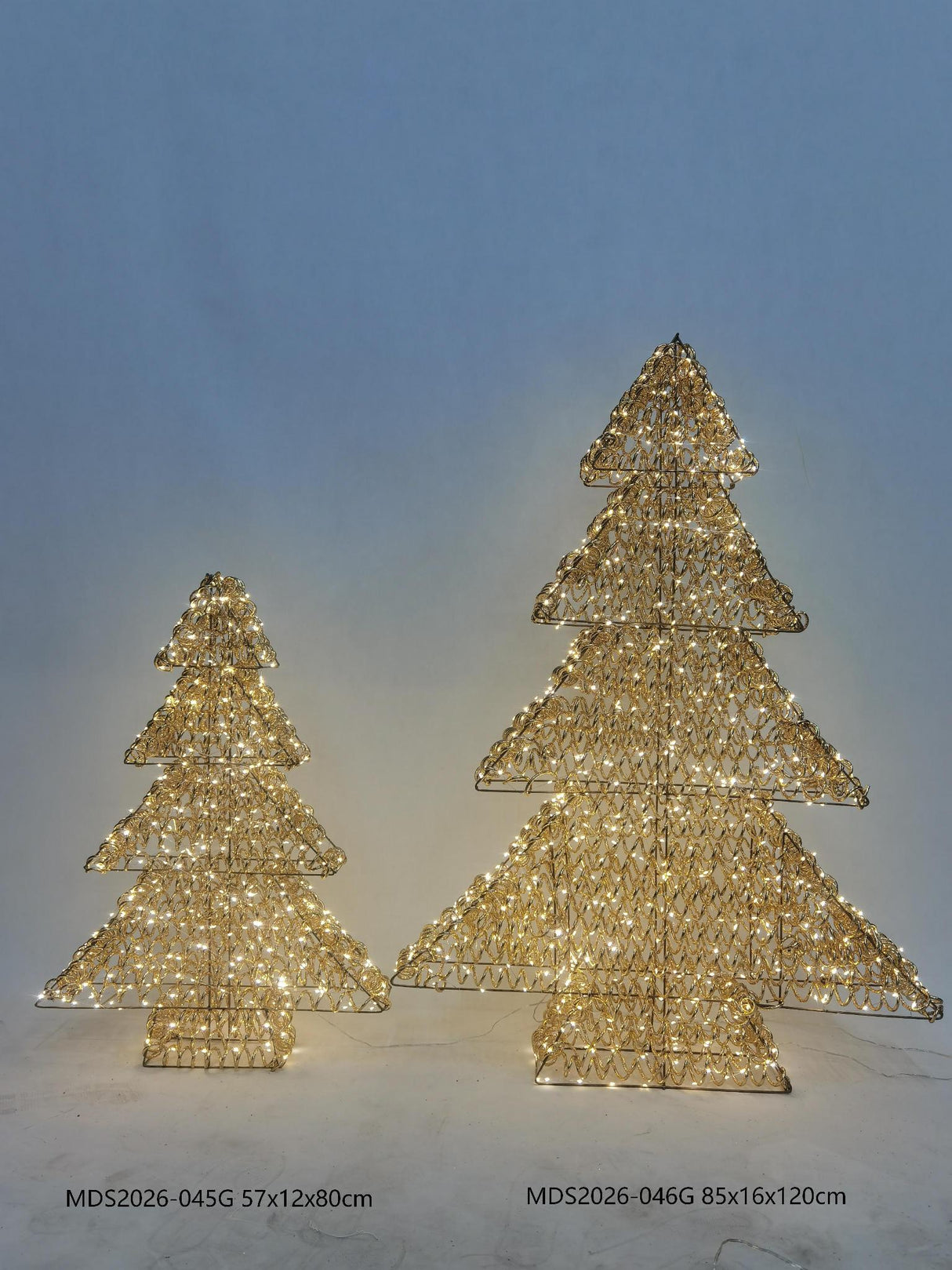 LEDクリスマスツリーオブジェ｜選べる3サイズのゴールド装飾
