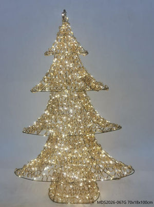LEDクリスマスツリーオブジェ 100cm ゴールド装飾 点灯イメージ｜誉PRINTING