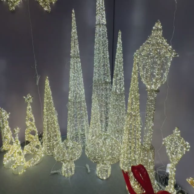 型LEDクリスマスコーンツリー｜選べる180～280cmゴールド装飾