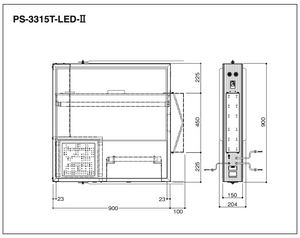 PS-3315T-LED-II 満空表示付きLEDパーキングサイン 内部構造・取付寸法図