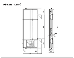 PS-5215T-LED-II 満空表示付きLEDパーキングサイン 内部構造・取付寸法図
