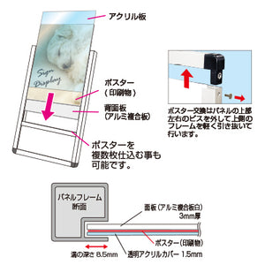 サポートサイン 非常搬送用ストレッチャータイプ ポスター差し替え(パネル下部カタログケース付き)