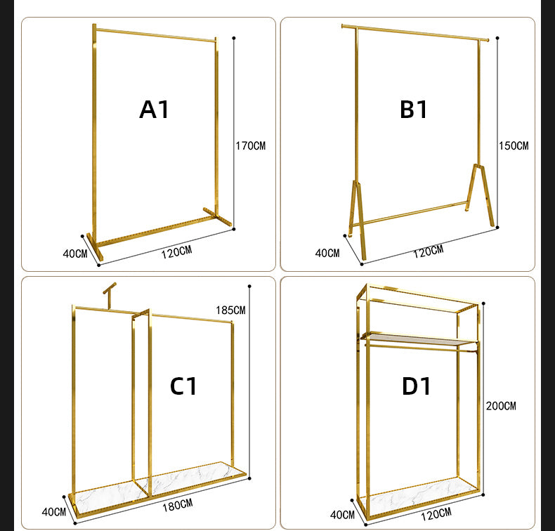 カスタムステンレス鋼布ディスプレイスタンド女性服ディスプレイラック金属小売ブティックゴールド服ラック