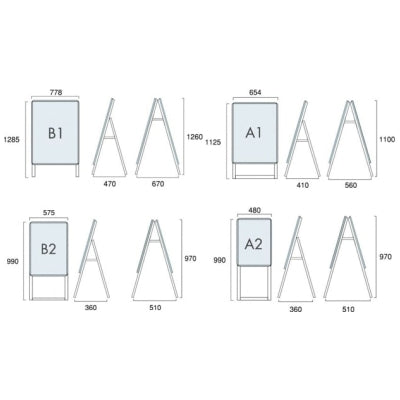 A型オープンパネルスタンド屋外用 防水パック付 A1/A2/B1/B2