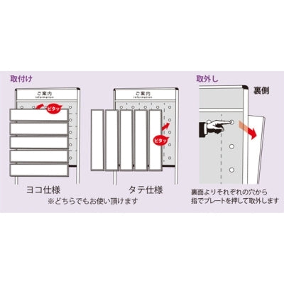 <国産>UD会場案内板 片面スチールホワイトボードプレート5枚付