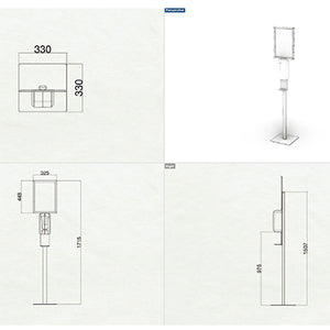 【コロナ対策】自動手指消毒器 A3パネル付フロアタイプ AHS-010 (ロット販売: 50 台セット)