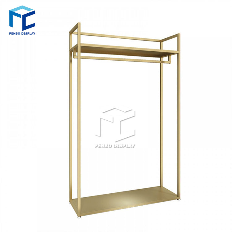 ウォールシェルフ・壁面什器 店舗用ステンレス製服ラック 壁掛け設置で