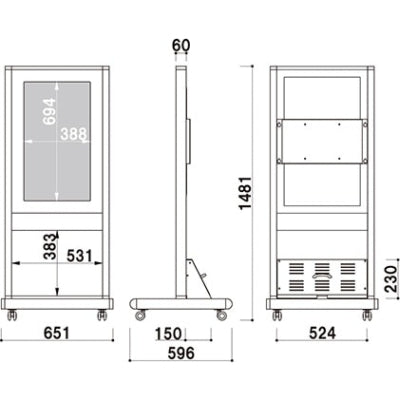 電子サイネージ用 自立移動式T型スタンド 32型用