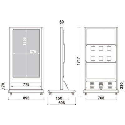 電子サイネージ用 自立移動式T型スタンド 55型用