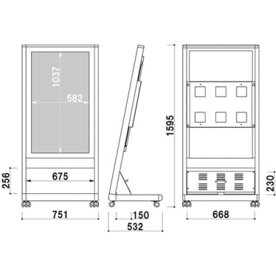 電子サイネージ用 自立移動式L型スタンド 49型用