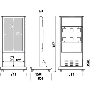 電子サイネージ用 自立移動式T型スタンド 43型用