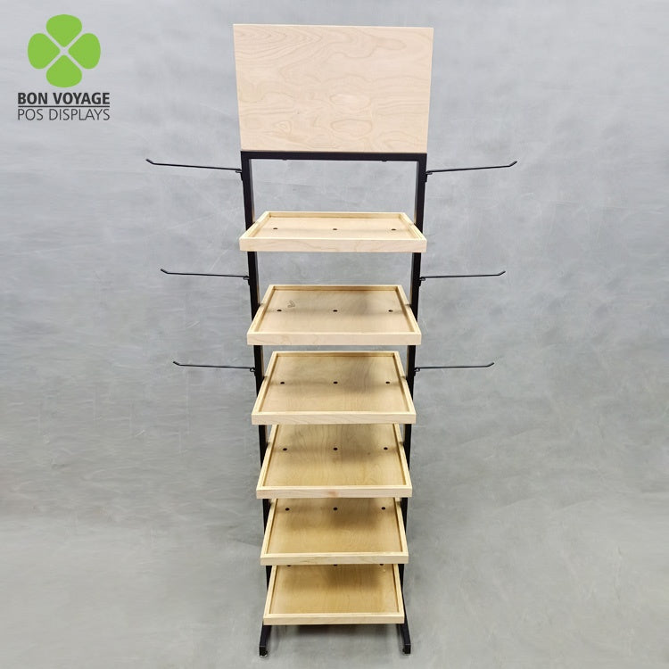 小売店用木製フロアスタンド 野球帽用ディスプレイ棚 | 店舗什器
