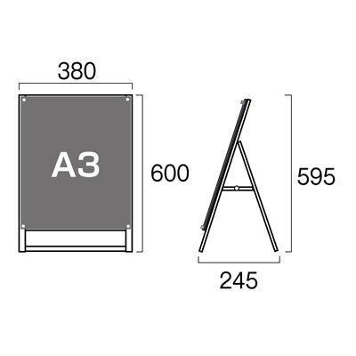ポスター用スタンド看板 A3縦片面 ブラック/ホワイト
