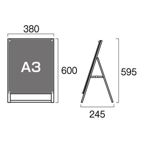 ポスター用スタンド看板 A3縦片面 ブラック/ホワイト