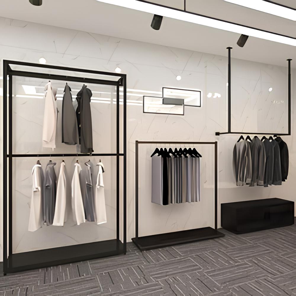 オープンシェルフ 金属製ハンガーラック ショップ内展示向け短納期対応