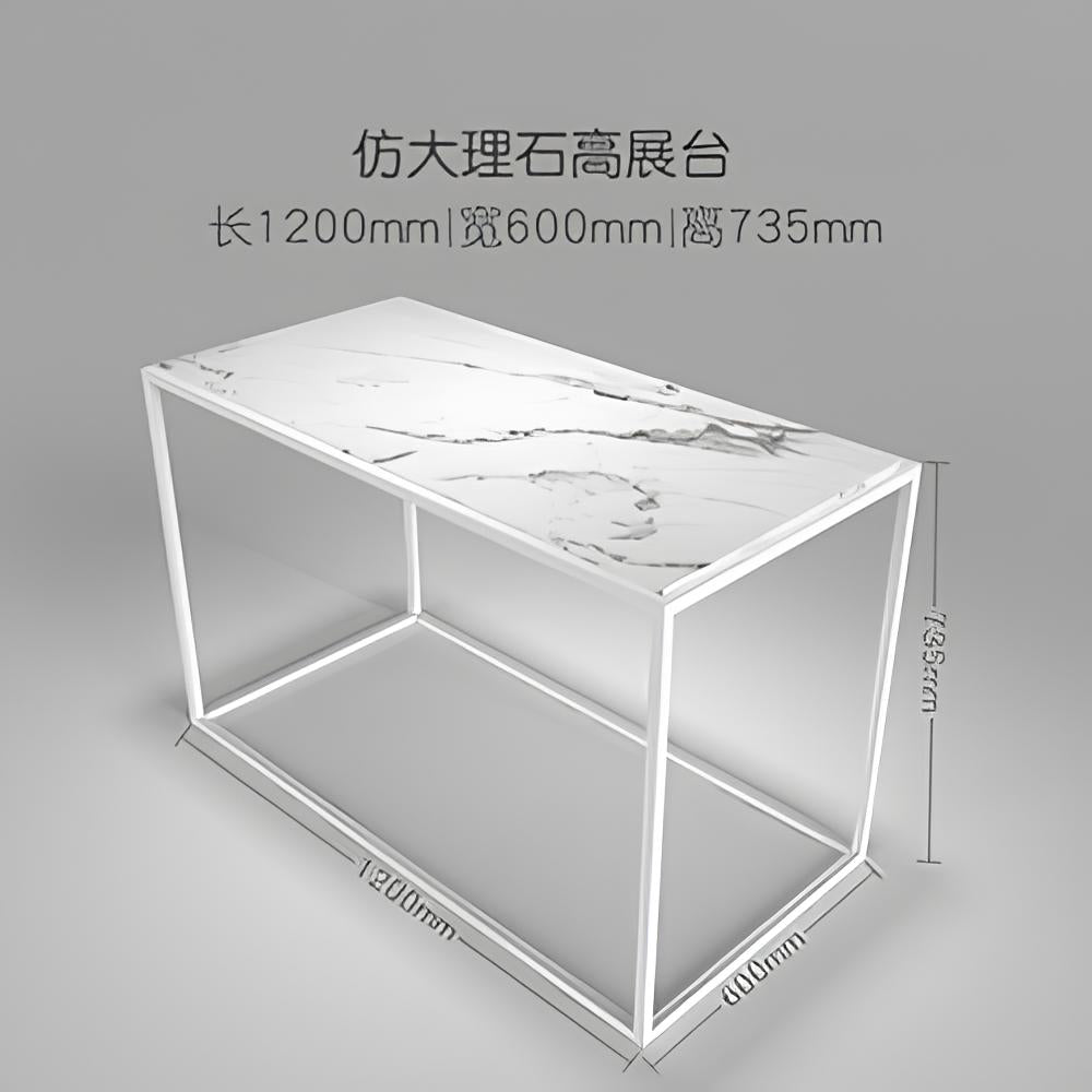 アイランド什器・店舗中央什器 白大理石製靴ディスプレイ台 小売店向け