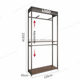 小売店の衣類高級服コートハンガー立っている省スペースディスプレイラック木製棚男性用衣類ラックスーツ