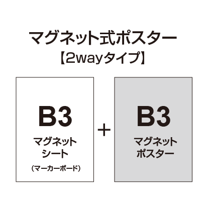 【2wayタイプ】マグネット式ポスター&マーカーボード B3