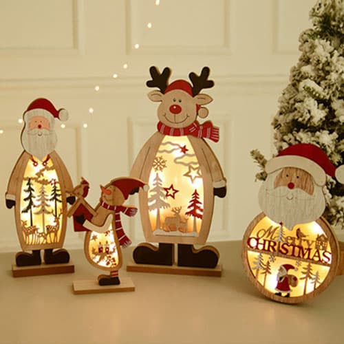 小さな木製LEDライトクリスマス