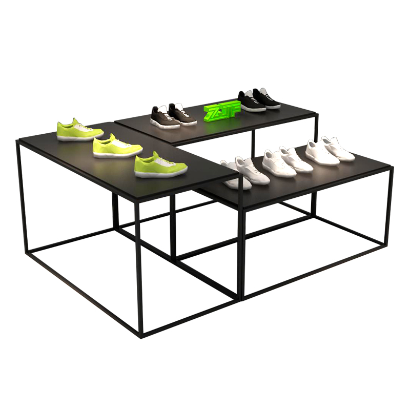 金属製の黒い靴店の付属品DIY靴ディスプレイテーブルアイアンスタンドユニット