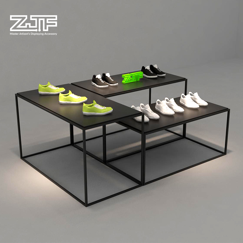 金属製の黒い靴店の付属品DIY靴ディスプレイテーブルアイアンスタンドユニット