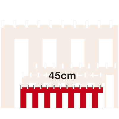 紅白幕 テトロンポンジ (プリント) 3間 45cm×5.4m-01400215C