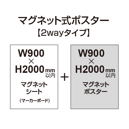 【2wayタイプ】マグネット式ポスター&マーカーボード W900～H2000mm以内