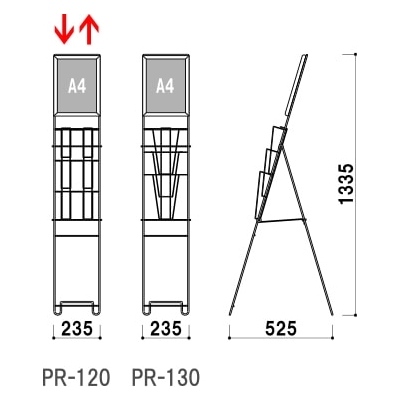 ワイヤーカタログスタンド PR パネル付（B2/A4対応）